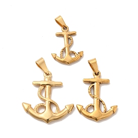 Vacuum Plating 201 Stainless Steel Pendants, Anchor Charms