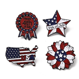 4th Of July Badge/Star/Sunflower/Map Enamel Pins, Independence Day Zinc Alloy Brooch, for Backpack Clothes