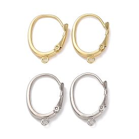 Brass Leverback Earring Findings, with Loop, Long-Lasting Plated