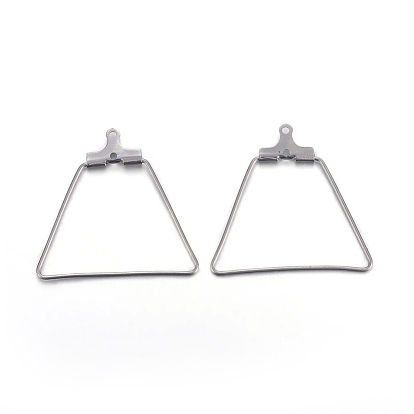 304 Stainless Steel Pendants, Hoop Earring Findings, Trapezoid