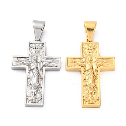 304 подвески из нержавеющей стали, крест с подвесками Иисуса, ионное покрытие (ip)