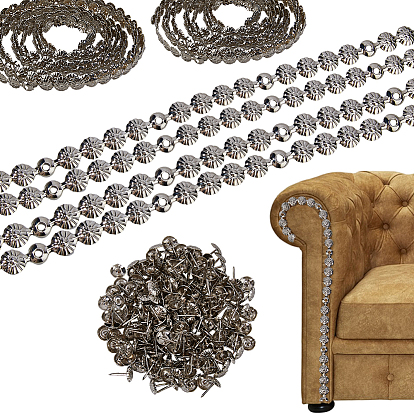 11 наборы 2 стили декоративные клейкие ленты для ногтей, декоративные гвоздики, обивка, плоско-круглые