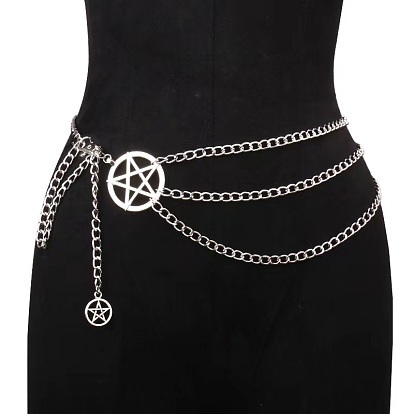 Сплав пентаграммы с алюминием 3 слоистая талия живот цепи для женщин