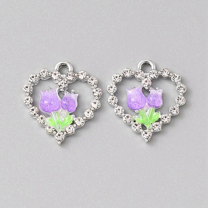 Платинового сплава горный хрусталь подвески, cmолой, сердце с подвесками в виде бабочек