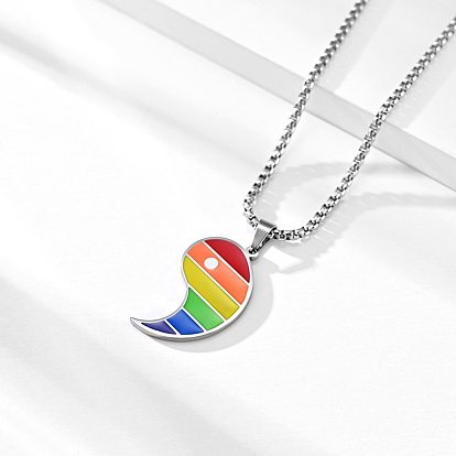 Collar del orgullo del arco iris, Taiji con collar con colgante de patrón de rayas para hombres y mujeres