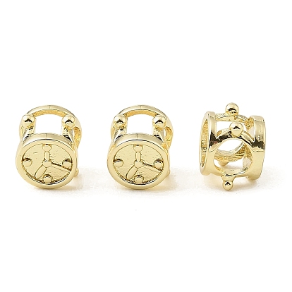 Clock Brass European Beads, Large Hole Beads, Rack Plating, Long-Lasting Plated, Lead Free & Cadmium Free