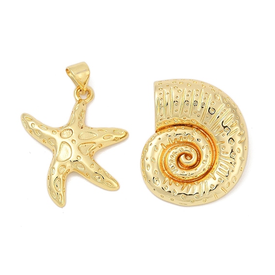 Латунные подвески, подвески в виде морских звезд/ракушек, без свинца и без кадмия, долговечный, стойки покрытие