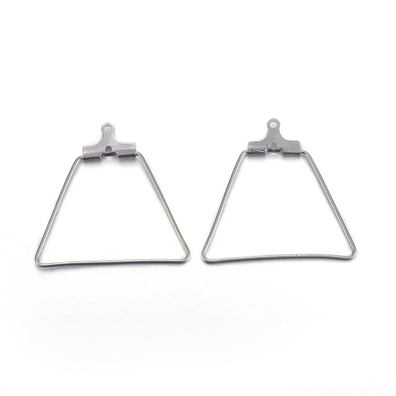 304 Stainless Steel Pendants, Hoop Earring Findings, Trapezoid