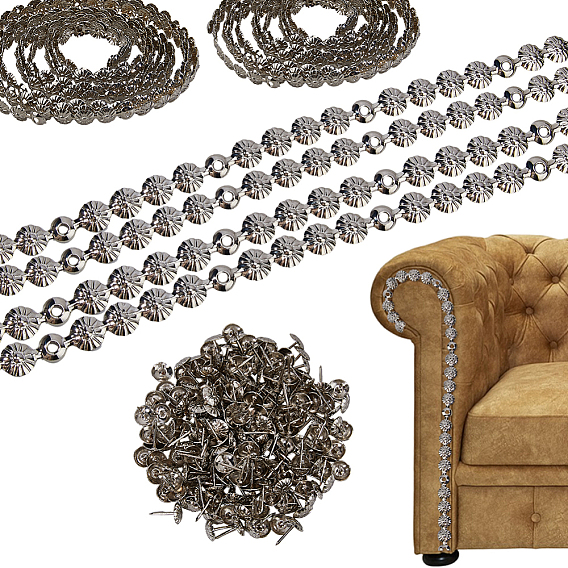 11 наборы 2 стили декоративные клейкие ленты для ногтей, декоративные гвоздики, обивка, плоско-круглые