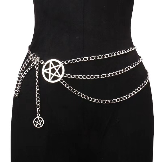 Сплав пентаграммы с алюминием 3 слоистая талия живот цепи для женщин