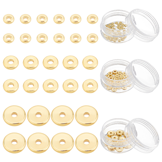 90 шт 3 стили латунные бусины, долговечный, Плоский круглый / диск, Heishi бусы