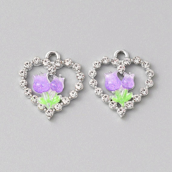 Платинового сплава горный хрусталь подвески, cmолой, сердце с подвесками в виде бабочек