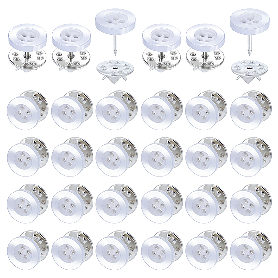 40 шт. 4-образные пуговицы с отверстием для обратной стороны булавки из смолы, плоско-круглые