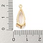 Brass Pave Cubic Zirconia Pendants, Teardrop, Real 14K Gold Plated