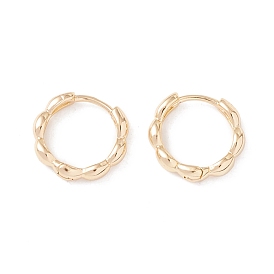 Brass Oval Beaded Hoop Earrings for Women, Cadmium Free & Lead Free
