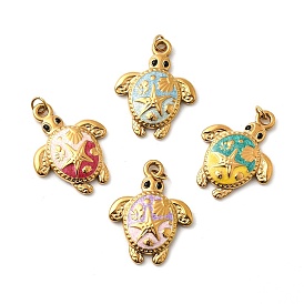 304 нержавеющей стальной эмали подвески, прелести черепахи, ионное покрытие (ip), реальный 18 k позолоченный, с целью перехода в кольце
