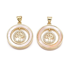 Латунные микропаве прозрачные подвески с фианитом, без кадмия и без свинца, с оболочкой, плоские круглые и древесные подвески