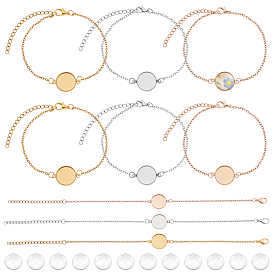 304 Браслеты из нержавеющей стали, со стеклянными кабошонами 