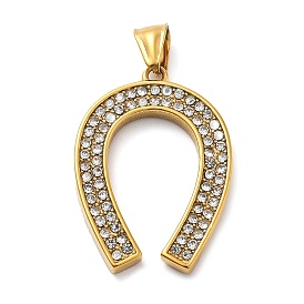 304 из нержавеющей стали горный хрусталь подвески, ионное покрытие (ip), подкова