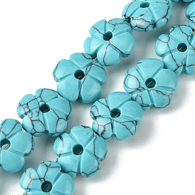 Dyed Synthetic Turquoise Beads Strands, Flower