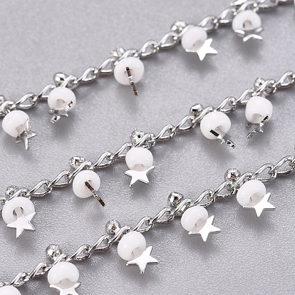 Ручной цепи стекло бисером, с латунными боковыми витыми цепями, с катушкой, долговечный, пайки, звезда