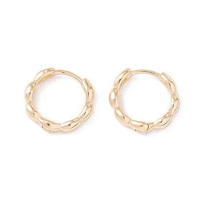 Brass Oval Beaded Hoop Earrings for Women, Cadmium Free & Lead Free
