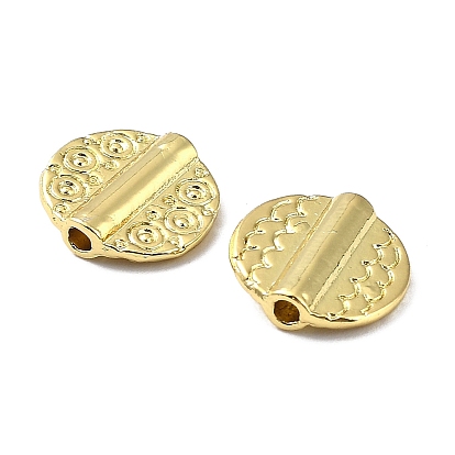 Rack Plating Alloy Beads, Long-Lasting Plated, Lead Free & Cadmium Free, Textured, Flat Round