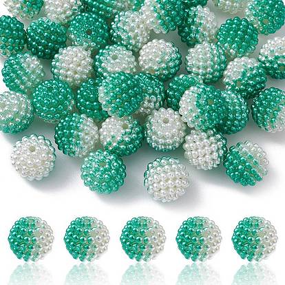 Perles acryliques en nacre d'imitation , perles baies, perles combinés, ronde