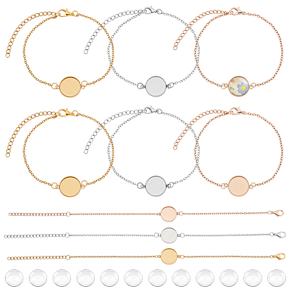 304 Браслеты из нержавеющей стали, со стеклянными кабошонами 