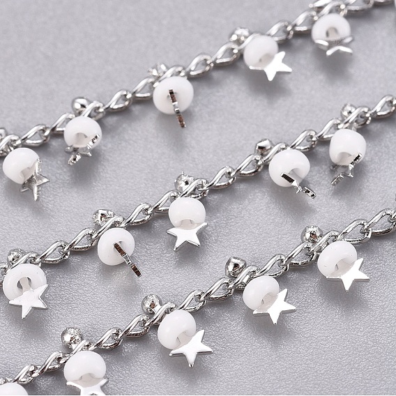 Ручной цепи стекло бисером, с латунными боковыми витыми цепями, с катушкой, долговечный, пайки, звезда