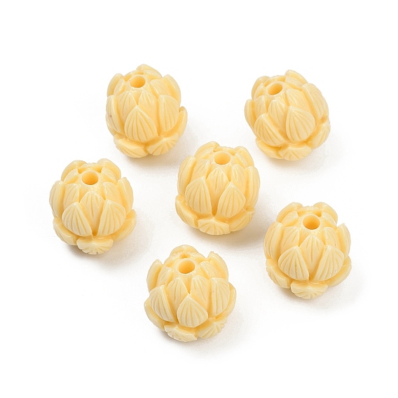 Резные бусины из синтетического коралла, окрашенные, цветок