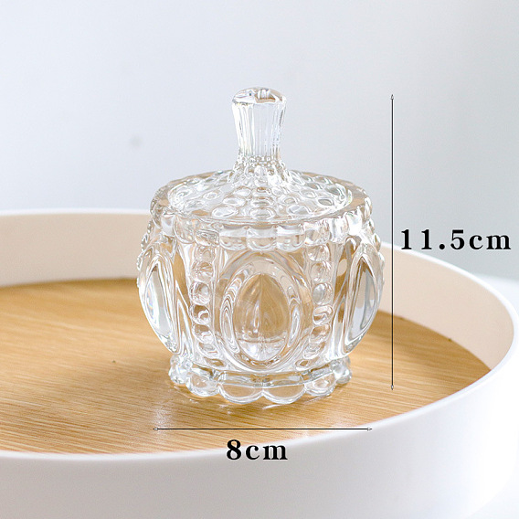 Crystal Glass Storage Jar, Glass Candle Cup, with Lid, Candy Food Storage Container Supplies