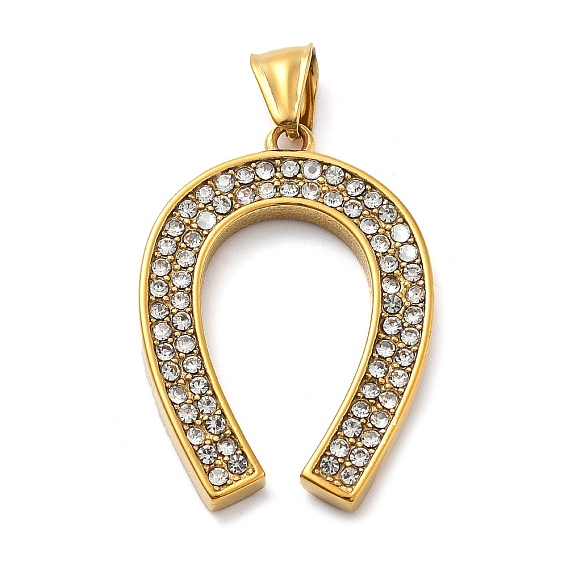 304 из нержавеющей стали горный хрусталь подвески, ионное покрытие (ip), подкова