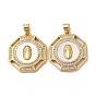 Brass Micro Pave Cubic Zirconia Pendants, Cadmium Free & Lead Free, with Shell, Flat Round with Saint