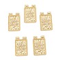 Brass Micro Pave Cubic Zirconia Pendant, Long-Lasting Plated, Rectangle with Star