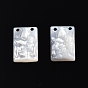 Natural White Shell Charms, Rectangle with Virgin Mary