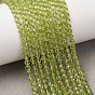 Natural Peridot Beads Strands, Flat Round, Faceted