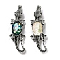 Dual-use Items Alloy Crocodile Brooch, with Natural Paua Shell, Antique Silver