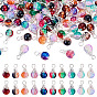 100Pcs 10 Colors Glass Pendants, with Iron Findings, Round Charms