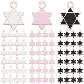 90 шт 3 цвета сплава эмалевые подвески, для евреев, звезда Давида, золотой свет