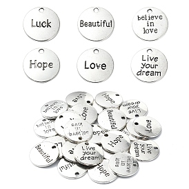 30 шт 6 стили подвески из сплава в тибетском стиле, плоские круглые со словом