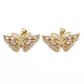 Латунные микропаве прозрачные подвески с фианитом, долговечный, бабочка