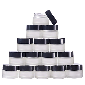 Frosted Glass Cosmetics Cream Jar, Empty Portable Refillable Bottle, with Lids