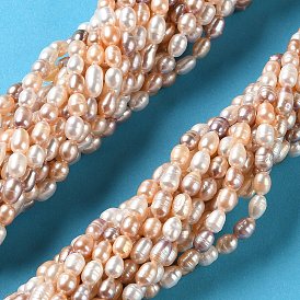 Hilos de perlas de agua dulce cultivadas naturales, arroz