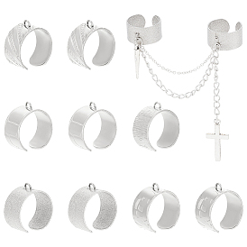 10 шт. 5 стили 304 компоненты открытого манжетного кольца из нержавеющей стали, кольцо петли