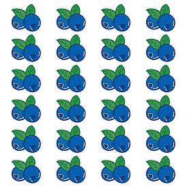 24 шт. черничных компьютеризированных вышитых наклеек на ткань для термоприклеивания/пришивания, аксессуары для костюма, аппликация