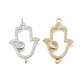 Латунные микропаве прозрачные кубические цирконии полые соединительные подвески, религия хамса рука ссылки, без кадмия и без свинца, стойки покрытие, долговечный