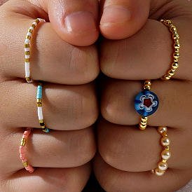 Пластиковое кольцо из бусы с имитацией жемчуга, модное повседневное женское кольцо
