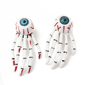 Pinzas de pelo de cocodrilo de plástico con tema de Halloween para mujer y niña, con la conclusión de hierro, mano de esqueleto con forma de ojo