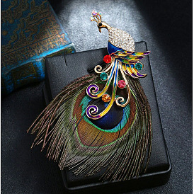 Atmospheric peacock feather brooch temperament rhinestone brooch corsage coat shawl buckle suit accessories female